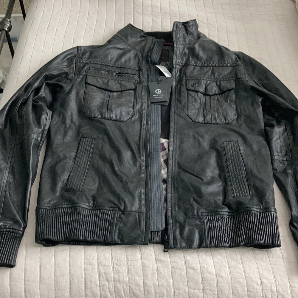 Men’s leather bomber jacket new with tags